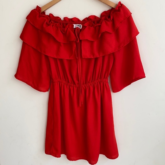 Jack by BB Dakota Women's Bowser Off The Shoulder Poppy Red Dress, Size XS - Picture 10 of 16